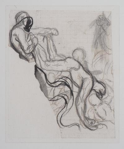 Auguste RODIN (d’après) : Démon retirant une ombre du feu - Gravure, 1897 2