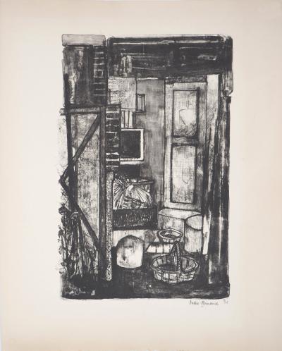 André MINAUX - Le grenier - Lithographie Originale Signée 2