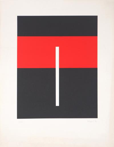 Françoise MOSSER-CARDON : Composition noire et rouge - Lithographie originale Signée 2