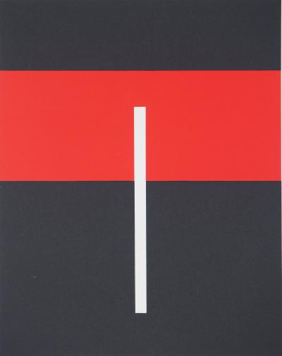 Françoise MOSSER-CARDON : Composition noire et rouge - Lithographie originale Signée 2
