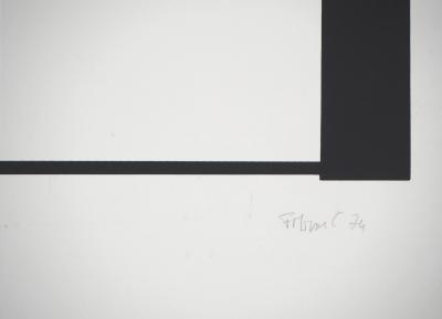 Françoise MOSSER-CARDON : Composition noir et vert - Lithographie originale Signée 2