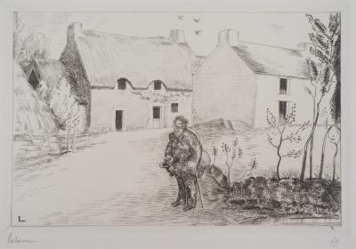 Jean Émile LABOUREUR : Paysage au vagabond - Gravure Originale Signée 2