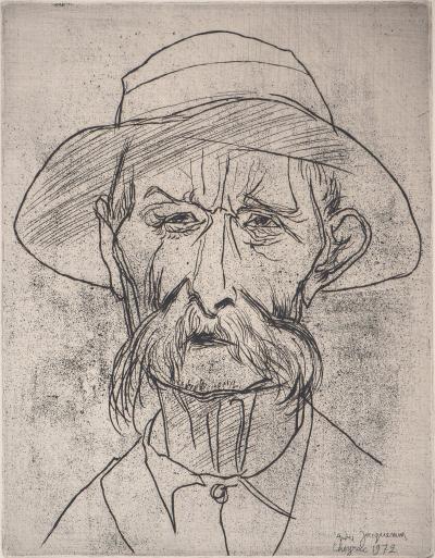 André JACQUEMIN : Portrait d’un paysan - Gravure originale signée 2