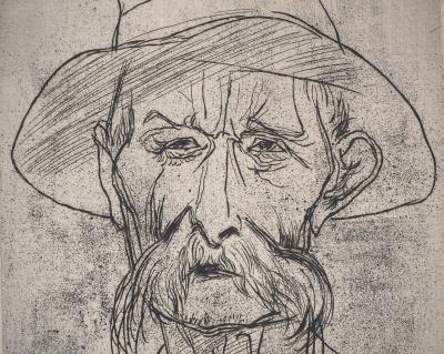 André JACQUEMIN : Portrait d’un paysan - Gravure originale signée 2