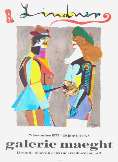 Richard LINDNER : Femme au tigre - Affiche lithographique originale 2