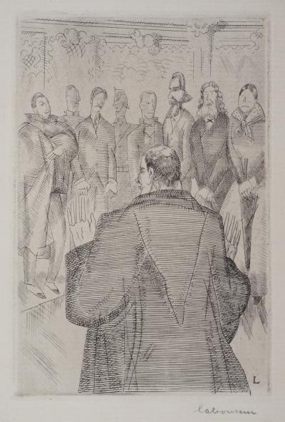Jean Émile LABOUREUR : Le discours - Gravure Originale Signée 2