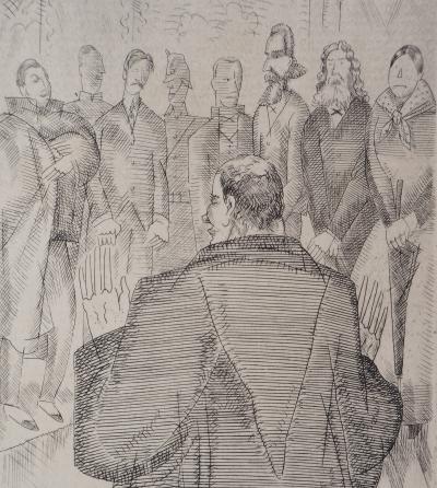 Jean Émile LABOUREUR : Le discours - Gravure Originale Signée 2