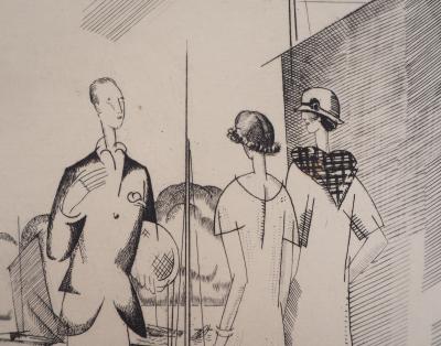 Jean Émile LABOUREUR : Le café sur le port - Gravure Originale Signée 2