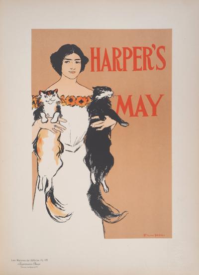 Edward PENFIELD : Young Lady and Two Cats (Harper’s) - Signed lithograph, 1897 2