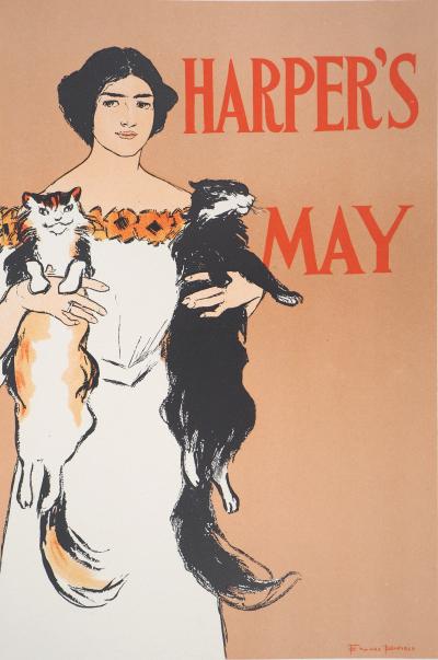 Edward PENFIELD : Young Lady and Two Cats (Harper’s) - Signed lithograph, 1897 2