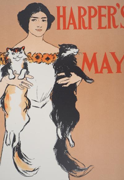 Edward PENFIELD : Young Lady and Two Cats (Harper’s) - Signed lithograph, 1897 2