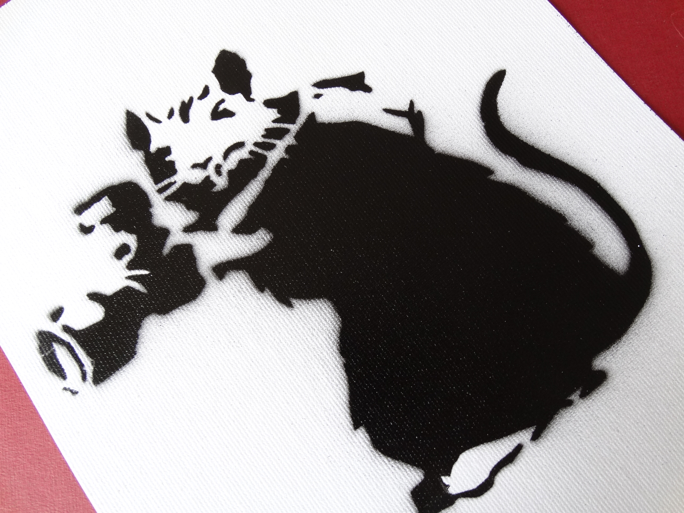 BANKSY (after) Banksy, Spray Paint Stencil on Canvas Original