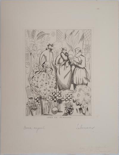 Jean Émile LABOUREUR - Chez la fleuriste, 1920 - Gravure Originale Signée 2