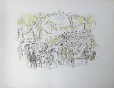 Tsuguharu FOUJITA - Garden Party, 1952, Lithographie signée 2