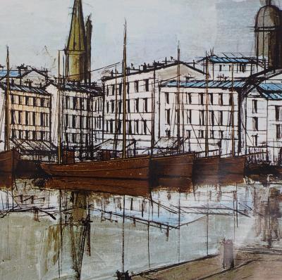 Bernard BUFFET : La Rochelle, le Vieux Port - Lithographie sur toile, Signée 2