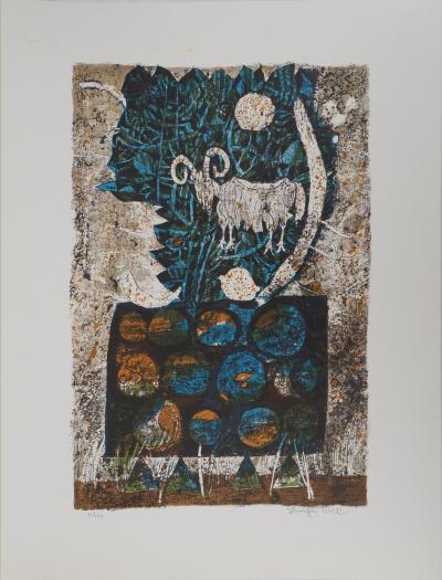 Shraga WEIL : Israel, Bellier sous la lune - Lithographie Originale Signée 2