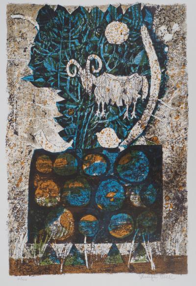 Shraga WEIL : Israel, Bellier sous la lune - Lithographie Originale Signée 2