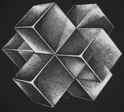 Jean-Martin BONTOUX - Jeu de cubes - Gravure originale signée au crayon 2