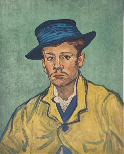 Vincent VAN GOGH (d’après) : Homme au chapeau bleu - Affiche lithographique originale d’époque 2