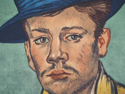 Vincent VAN GOGH (d’après) : Homme au chapeau bleu - Affiche lithographique originale d’époque 2