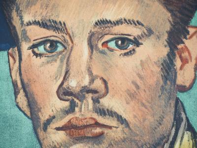 Vincent VAN GOGH (d’après) : Homme au chapeau bleu - Affiche lithographique originale d’époque 2