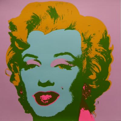 Andy WARHOL (d’après) Marylin Monroe Rose Sérigraphie Sunday B Morning 91 x 91 cm Tampon bleu 2