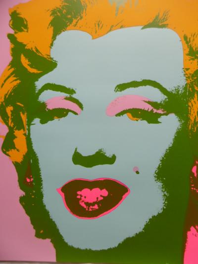 Andy WARHOL (d’après) Marylin Monroe Rose Sérigraphie Sunday B Morning 91 x 91 cm Tampon bleu 2