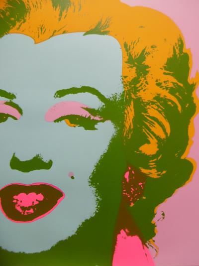 Andy WARHOL (d’après) Marylin Monroe Rose Sérigraphie Sunday B Morning 91 x 91 cm Tampon bleu 2