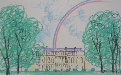 François-Xavier LALANNE: Elysée Palace with a rainbow, 1990 - Signed screenprint 2