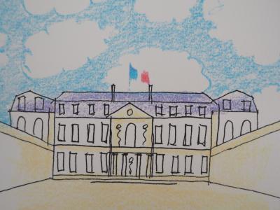François-Xavier LALANNE : Palais de l’Elysée à l’arc en ciel, 1990 - Sérigraphie signée 2