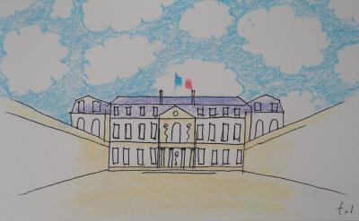 François-Xavier LALANNE : Palais de l’Elysée à l’arc en ciel, 1990 - Sérigraphie signée 2