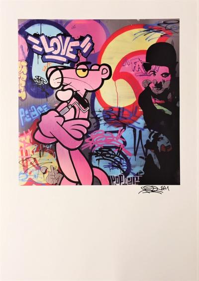 FAT - Panther VS Chaplin - Sérigraphie signée 2