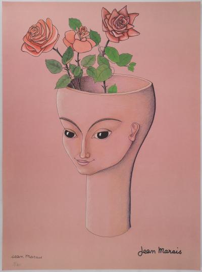 Jean MARAIS - La femme aux roses, Lithographie signée 2