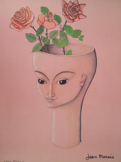 Jean MARAIS - La femme aux roses, Lithographie signée 2