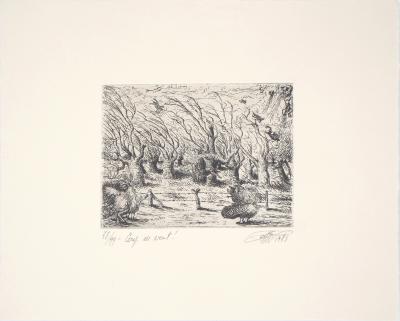 Patrick COPPENS : Coup de vent ! - Gravure originale signée 2