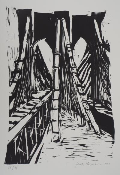 Jeroen HERMKENS : Pont de Brooklyn - Lithographie Originale Signée 2