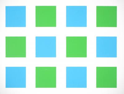 François MORELLET : Quadrillage vert et bleu - Sérigraphie originale signée 2