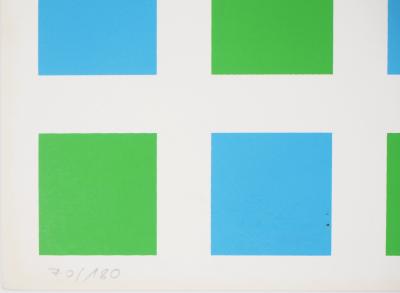 François MORELLET : Quadrillage vert et bleu - Sérigraphie originale signée 2