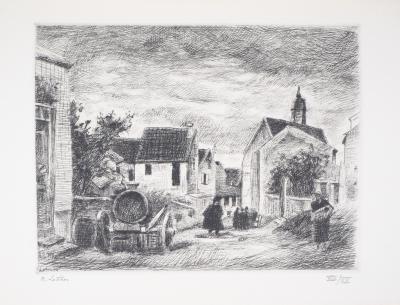 Robert LOTIRON : Maisons de village - Gravure originale signée 2