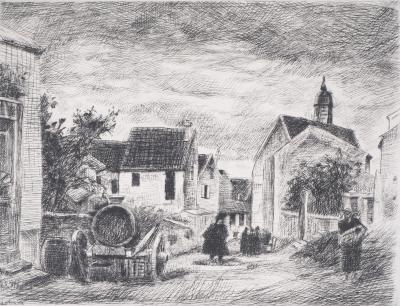 Robert LOTIRON : Maisons de village - Gravure originale signée 2