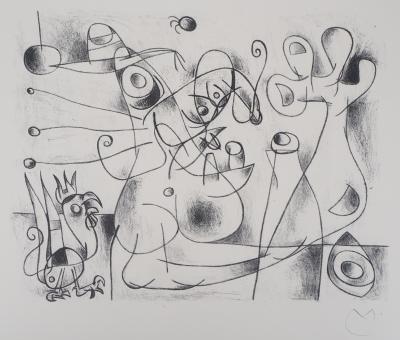 Joan MIRO : Roi Ubu et Coq - Lithographie Originale Signée au crayon 2