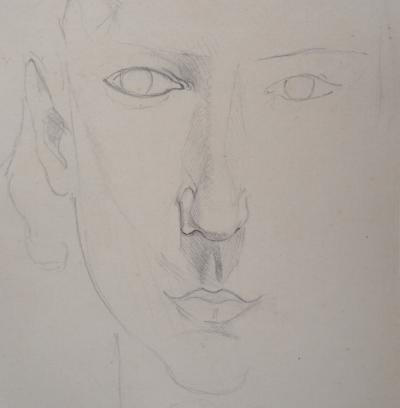Alfred COURMES : Visage de femme - Dessin Signé 2
