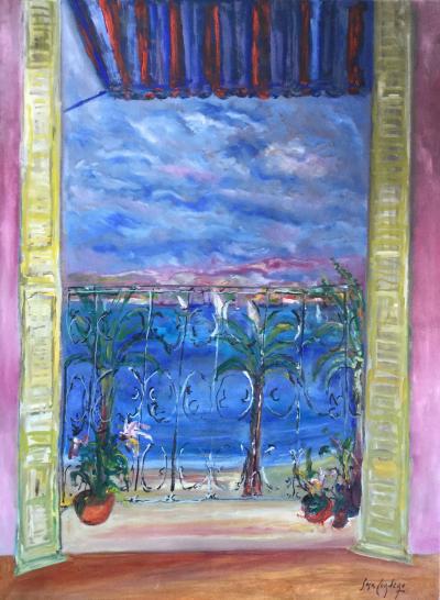 Horacio CORDERO, Fenêtre sur la mer, Huile sur toile signée 2