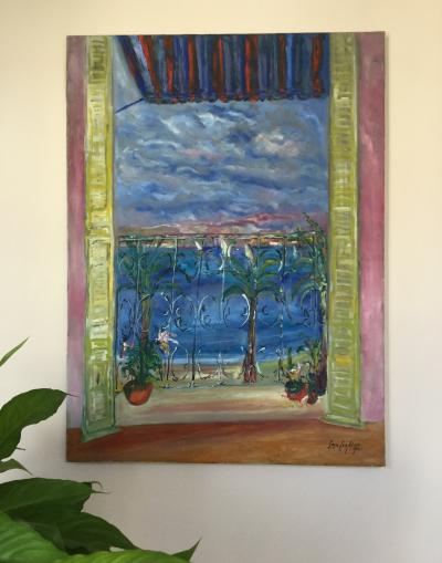 Horacio CORDERO, Fenêtre sur la mer, Huile sur toile signée 2