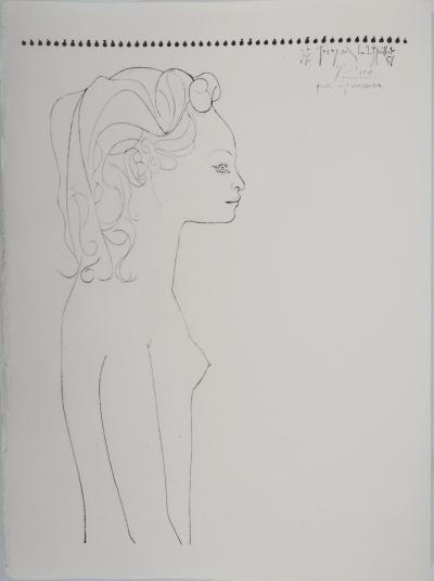 Pablo PICASSO (d’après) : Femme de profil - Lithographie Signée 2