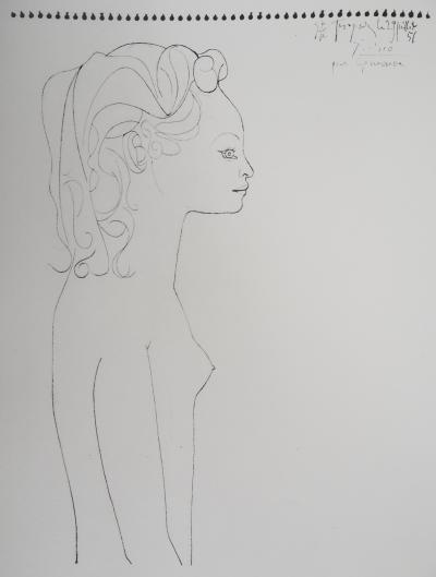 Pablo PICASSO (d’après) : Femme de profil - Lithographie Signée 2