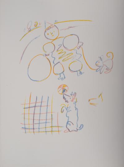 Pablo PICASSO (d’après) : Pierrot et ses chiens - Lithographie 2