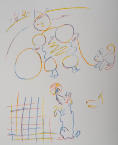 Pablo PICASSO (d’après) : Pierrot et ses chiens - Lithographie 2