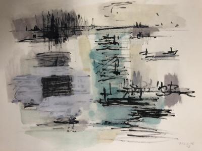 Jean Bazaine - Composition, 1957 - Pochoir signé 2