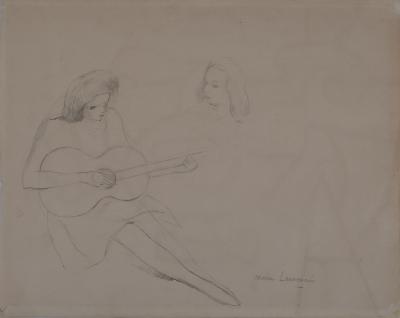Marie Laurencin : Renée de Saussure et de Marie Picabia - Dessin original signé 2